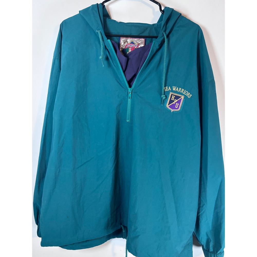 Vintage JanSport Hawaii Pacific University Sea Warriors Windbreaker Teal Large